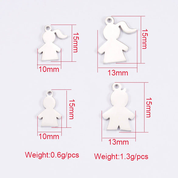 Stainless Steel Cut Cartoon Humanoid Couple Pendant Jewelry Accessories Electroplated