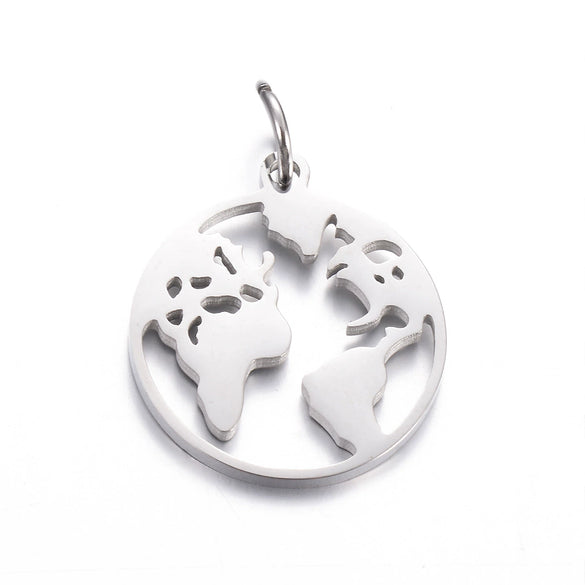 Stainless Steel Cut Out Fourleaf Clover Heart Round Pendant Diy Accessories Electroplating