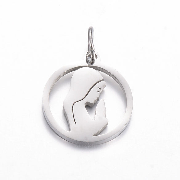 Stainless Steel Cut Out Fourleaf Clover Heart Round Pendant Diy Accessories Electroplating