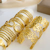 Stainless Steel Cut Out Leaf Open Bracelet With Electroplating And Simple Retro Design