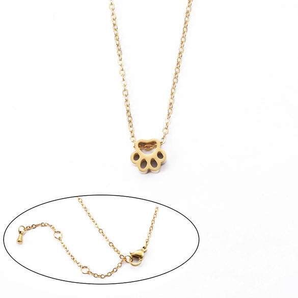 Stainless Steel Cute Cat's Claw Ushape Pendant Necklace Electroplated Cartoon Animals Style Ochain