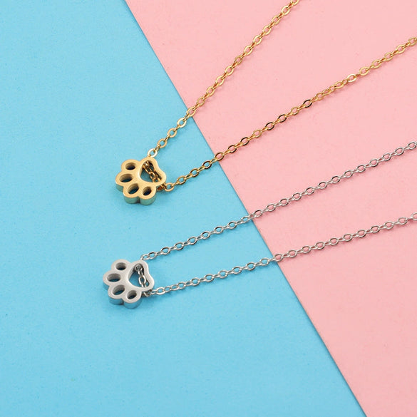 Stainless Steel Cute Cat's Claw Ushape Pendant Necklace Electroplated Cartoon Animals Style Ochain