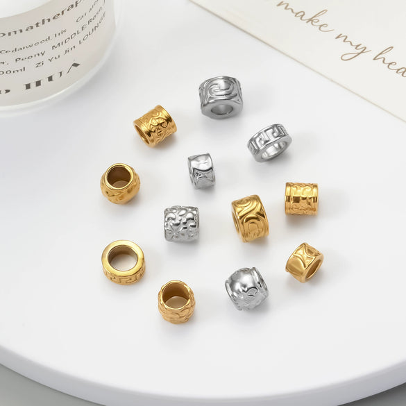 Stainless Steel Cylinder Pattern Casting Electroplating Bead Accessories For Diy Bracelet