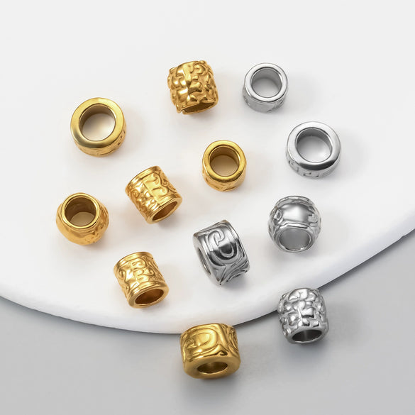 Stainless Steel Cylinder Pattern Casting Electroplating Bead Accessories For Diy Bracelet