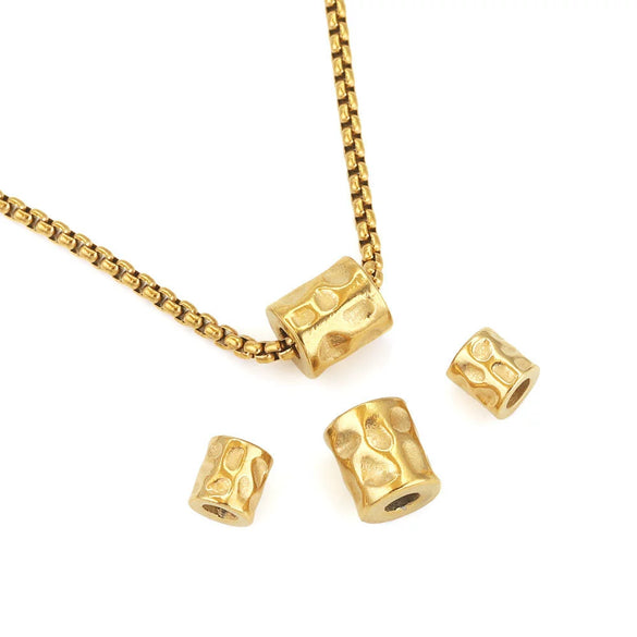 Stainless Steel Cylindrical Fish Pattern Beads Jewelry Diy Accessories With 18K Electroplating