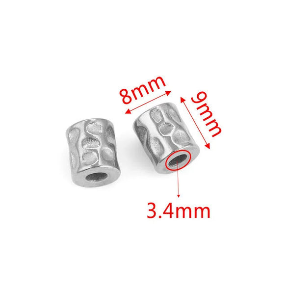 Stainless Steel Cylindrical Fish Pattern Beads Jewelry Diy Accessories With 18K Electroplating