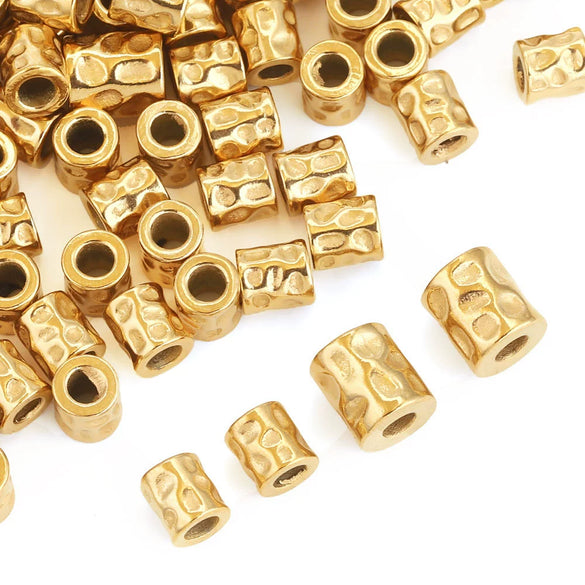 Stainless Steel Cylindrical Fish Pattern Beads Jewelry Diy Accessories With 18K Electroplating