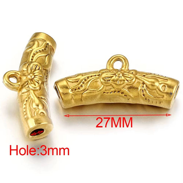 Stainless Steel Cylindrical String Spacer Beads And Hanging Tube Pendant Electroplated For Diy Necklace