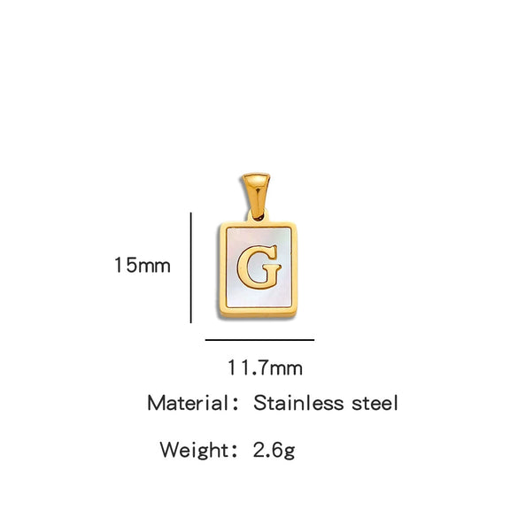 Stainless Steel 3D Real Shell Letter Necklace Titanium Steel Pendant Jewelry Electroplated
