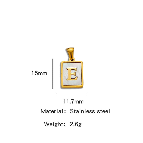 Stainless Steel 3D Real Shell Letter Necklace Titanium Steel Pendant Jewelry Electroplated