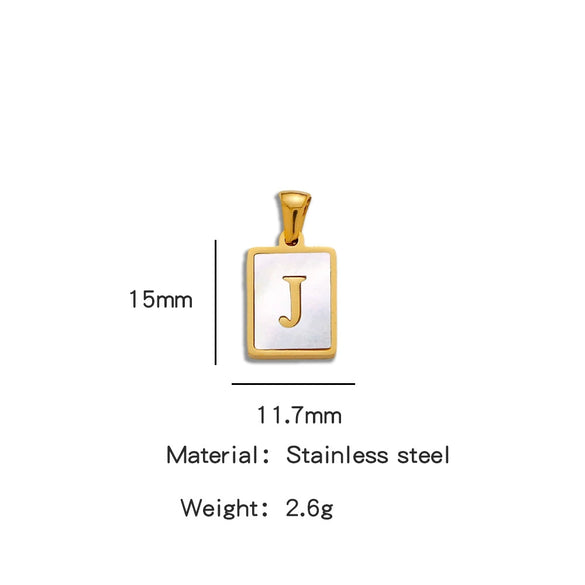 Stainless Steel 3D Real Shell Letter Necklace Titanium Steel Pendant Jewelry Electroplated