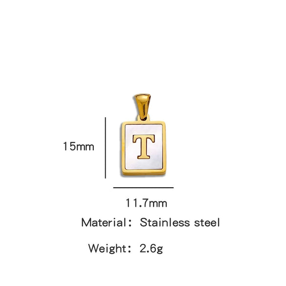 Stainless Steel 3D Real Shell Letter Necklace Titanium Steel Pendant Jewelry Electroplated