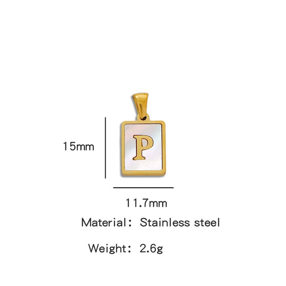 Stainless Steel 3D Real Shell Letter Necklace Titanium Steel Pendant Jewelry Electroplated