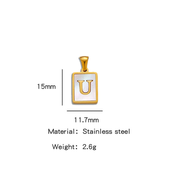 Stainless Steel 3D Real Shell Letter Necklace Titanium Steel Pendant Jewelry Electroplated