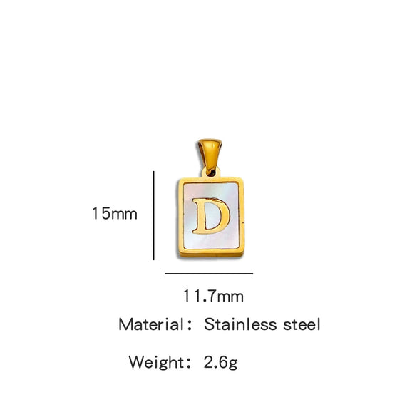 Stainless Steel 3D Real Shell Letter Necklace Titanium Steel Pendant Jewelry Electroplated