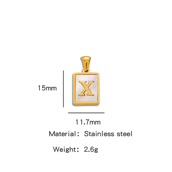 Stainless Steel 3D Real Shell Letter Necklace Titanium Steel Pendant Jewelry Electroplated