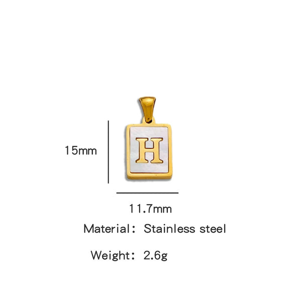 Stainless Steel 3D Real Shell Letter Necklace Titanium Steel Pendant Jewelry Electroplated