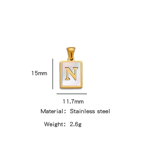 Stainless Steel 3D Real Shell Letter Necklace Titanium Steel Pendant Jewelry Electroplated