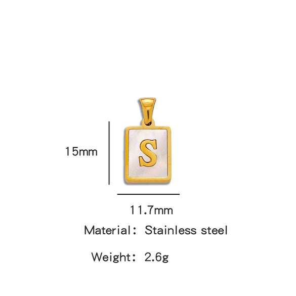 Stainless Steel 3D Real Shell Letter Necklace Titanium Steel Pendant Jewelry Electroplated