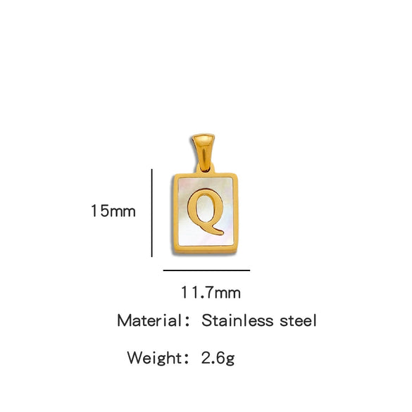 Stainless Steel 3D Real Shell Letter Necklace Titanium Steel Pendant Jewelry Electroplated