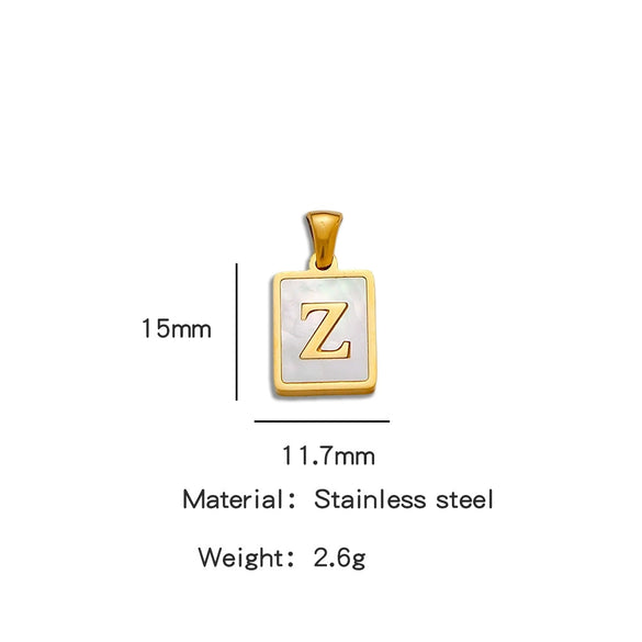 Stainless Steel 3D Real Shell Letter Necklace Titanium Steel Pendant Jewelry Electroplated