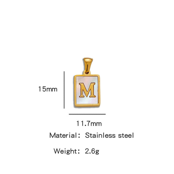 Stainless Steel 3D Real Shell Letter Necklace Titanium Steel Pendant Jewelry Electroplated