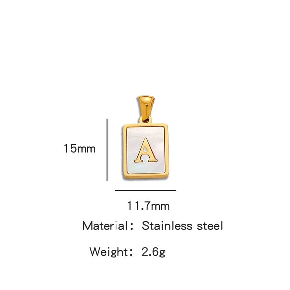 Stainless Steel 3D Real Shell Letter Necklace Titanium Steel Pendant Jewelry Electroplated