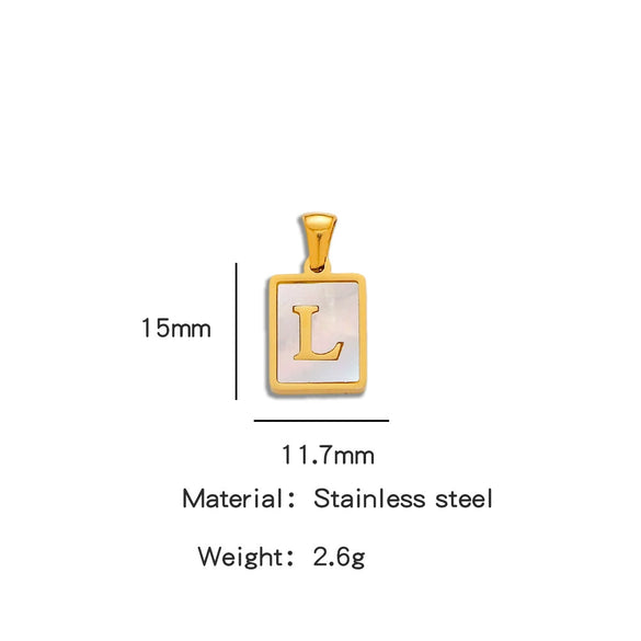 Stainless Steel 3D Real Shell Letter Necklace Titanium Steel Pendant Jewelry Electroplated