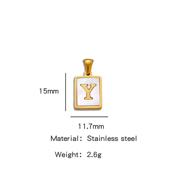 Stainless Steel 3D Real Shell Letter Necklace Titanium Steel Pendant Jewelry Electroplated
