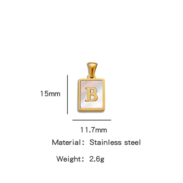 Stainless Steel 3D Real Shell Letter Necklace Titanium Steel Pendant Jewelry Electroplated
