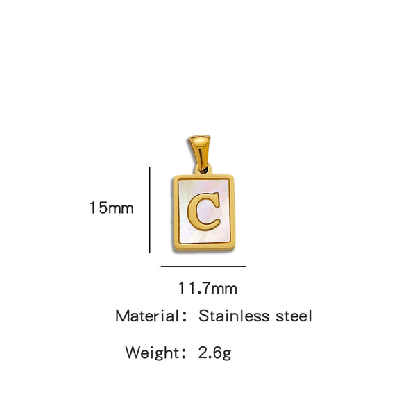 Stainless Steel 3D Real Shell Letter Necklace Titanium Steel Pendant Jewelry Electroplated