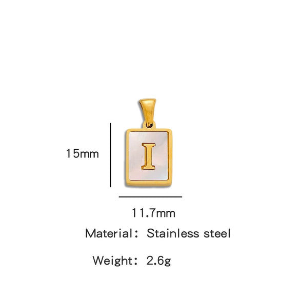 Stainless Steel 3D Real Shell Letter Necklace Titanium Steel Pendant Jewelry Electroplated