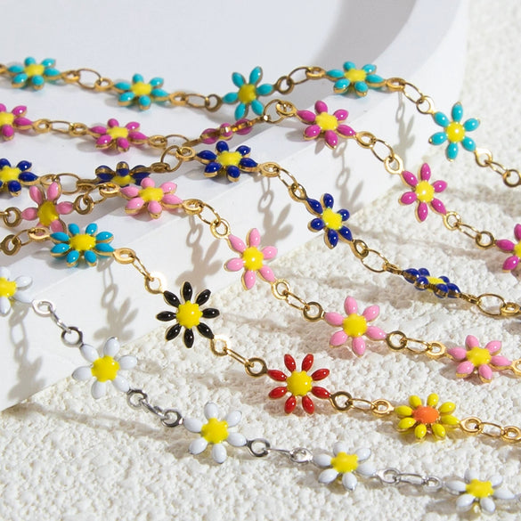 Stainless Steel Daisy Bracelet With Electroplating Process