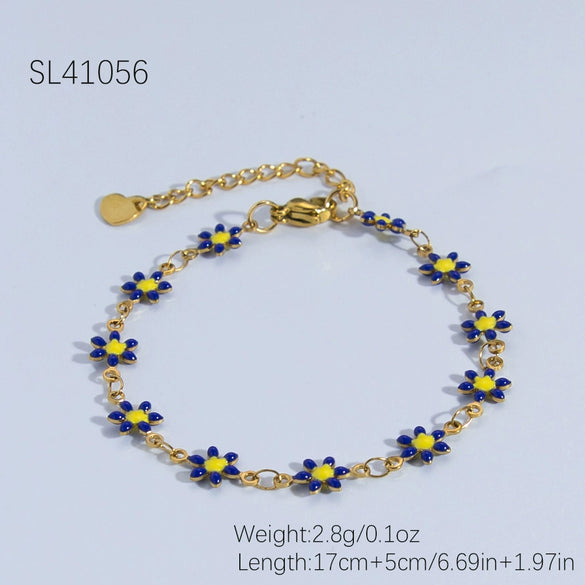Stainless Steel Daisy Bracelet With Electroplating Process
