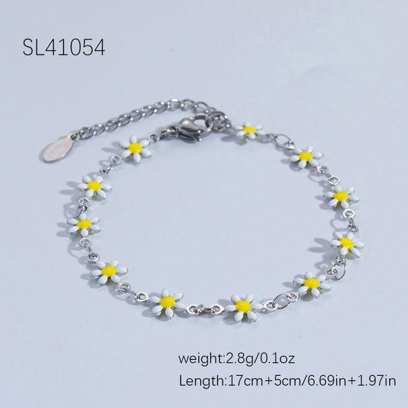 Stainless Steel Daisy Bracelet With Electroplating Process