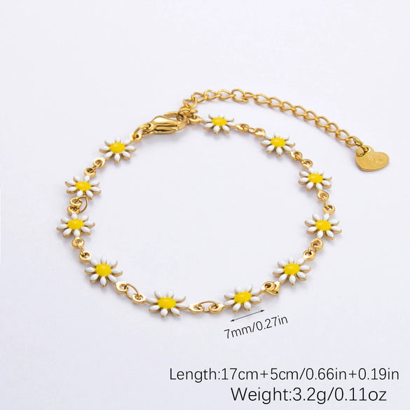 Stainless Steel Daisy Bracelet With Electroplating Process