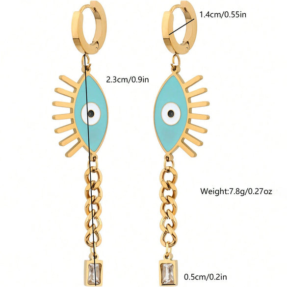 Stainless Steel Devil's Eye Animals Zodiac Personality Fashion Women's Earrings Electroplated
