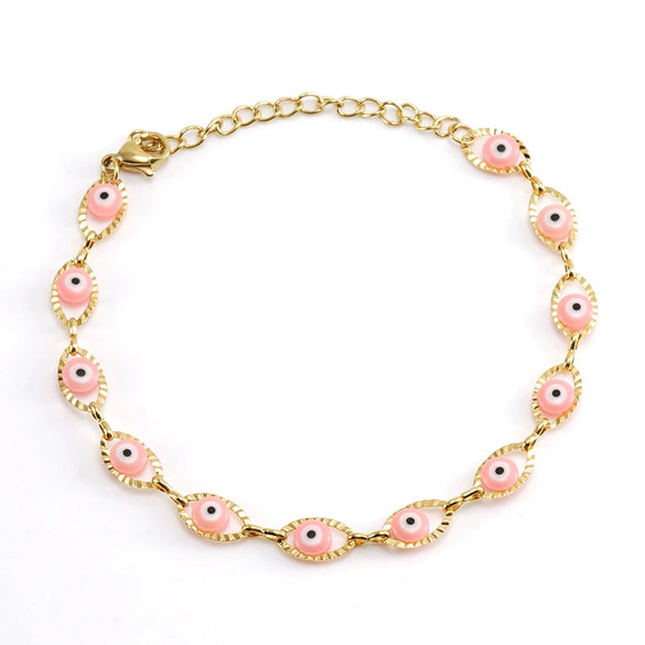 Stainless Steel Devil's Eye Electroplating Unisex Hip Hop Style Bracelet
