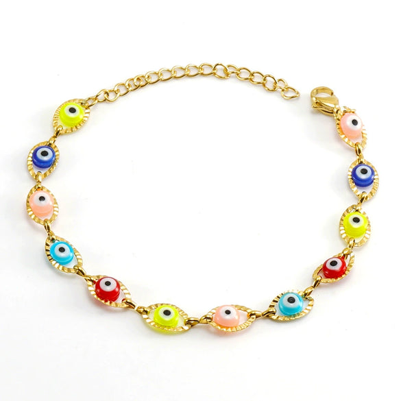 Stainless Steel Devil's Eye Electroplating Unisex Hip Hop Style Bracelet