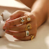 Stainless Steel Devil's Eye Geometric Open Ring Electroplated For Women