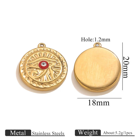 Stainless Steel Devil's Eye Oil Dripping Pendant Necklace With Sun Eyes Circle Shapes