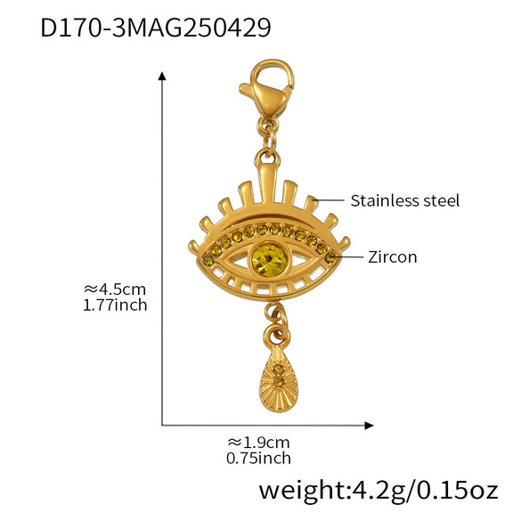 Stainless Steel Devil's Eye With Zircon And Natural Stone Multiaccessories Pendant Necklace And Bracelet Set For Women