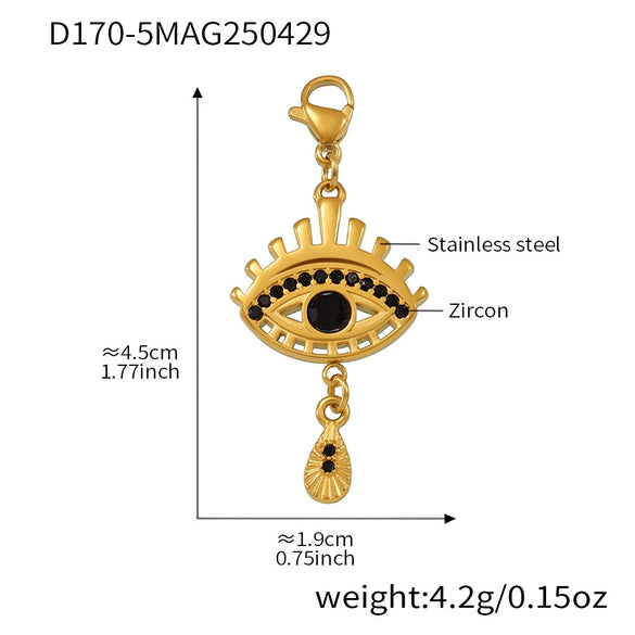 Stainless Steel Devil's Eye With Zircon And Natural Stone Multiaccessories Pendant Necklace And Bracelet Set For Women