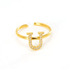 316L Stainless Steel Diamond Letter Ring Fashion Light Luxury Opening Adjustable For Women