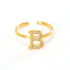 316L Stainless Steel Diamond Letter Ring Fashion Light Luxury Opening Adjustable For Women