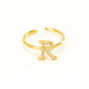 316L Stainless Steel Diamond Letter Ring Fashion Light Luxury Opening Adjustable For Women