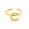 316L Stainless Steel Diamond Letter Ring Fashion Light Luxury Opening Adjustable For Women
