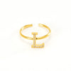 316L Stainless Steel Diamond Letter Ring Fashion Light Luxury Opening Adjustable For Women