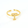 316L Stainless Steel Diamond Letter Ring Fashion Light Luxury Opening Adjustable For Women