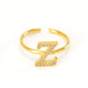 316L Stainless Steel Diamond Letter Ring Fashion Light Luxury Opening Adjustable For Women